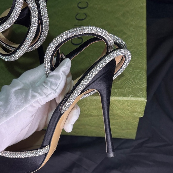 MACH & MACH Black and Silver Embellished Heels - Picture 5 of 6